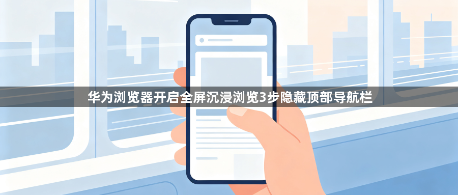 华为浏览器开启全屏沉浸浏览3步隐藏顶部导航栏1
