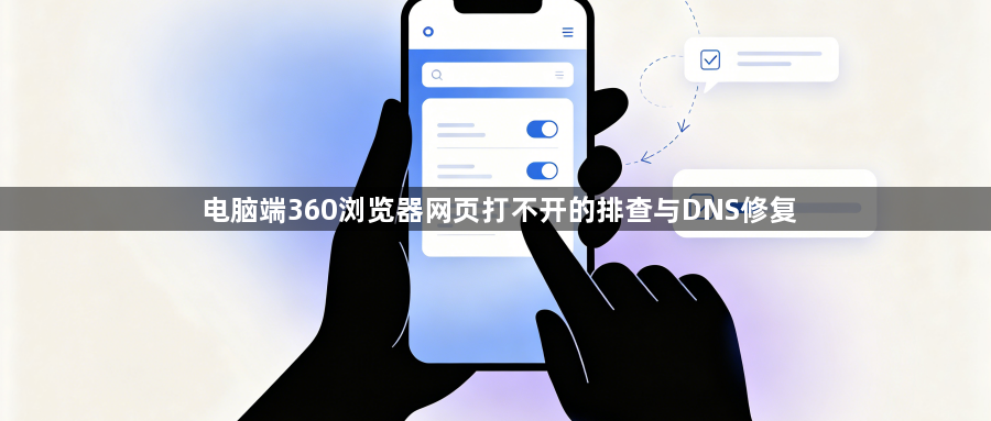电脑端360浏览器网页打不开的排查与DNS修复1